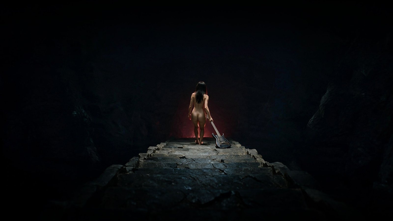Asami-Freya-dragging-guitar-through-the-stone-stairs-faraway The Goblin Queen & Her Nightmares